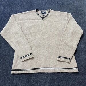 American Eagle Outfitters Sweater Mens Large Gray V-Neck Lambswool Trim Knit